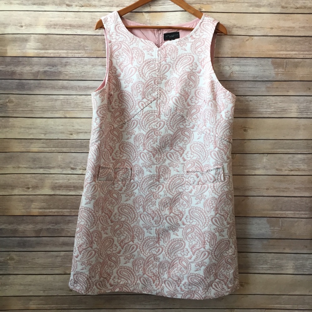 Sleeveless Pink Paisley Shift Dress